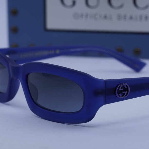 Gucci GG1786S 004 Rectangle Sunglasses - Milky Blue/Grey to Blue main image 7